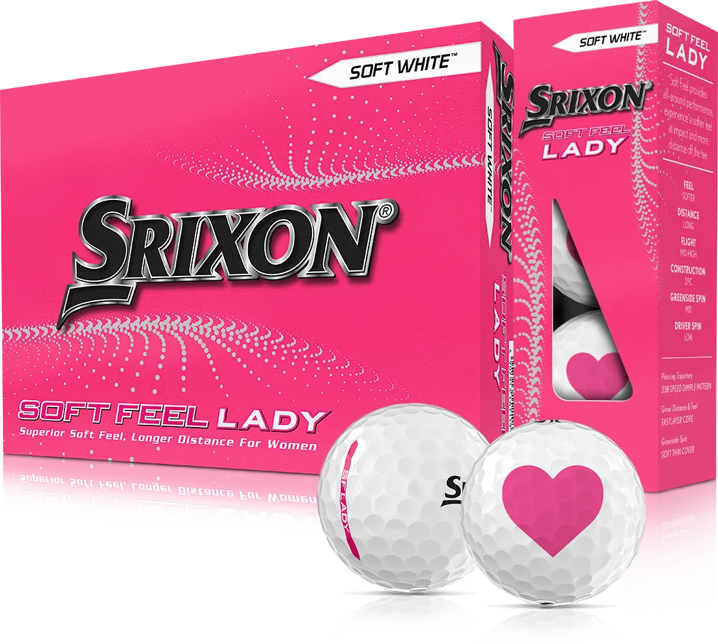 Srixon Soft Feel Lady Heart Limited Edition Golfbälle, weiß/rosa