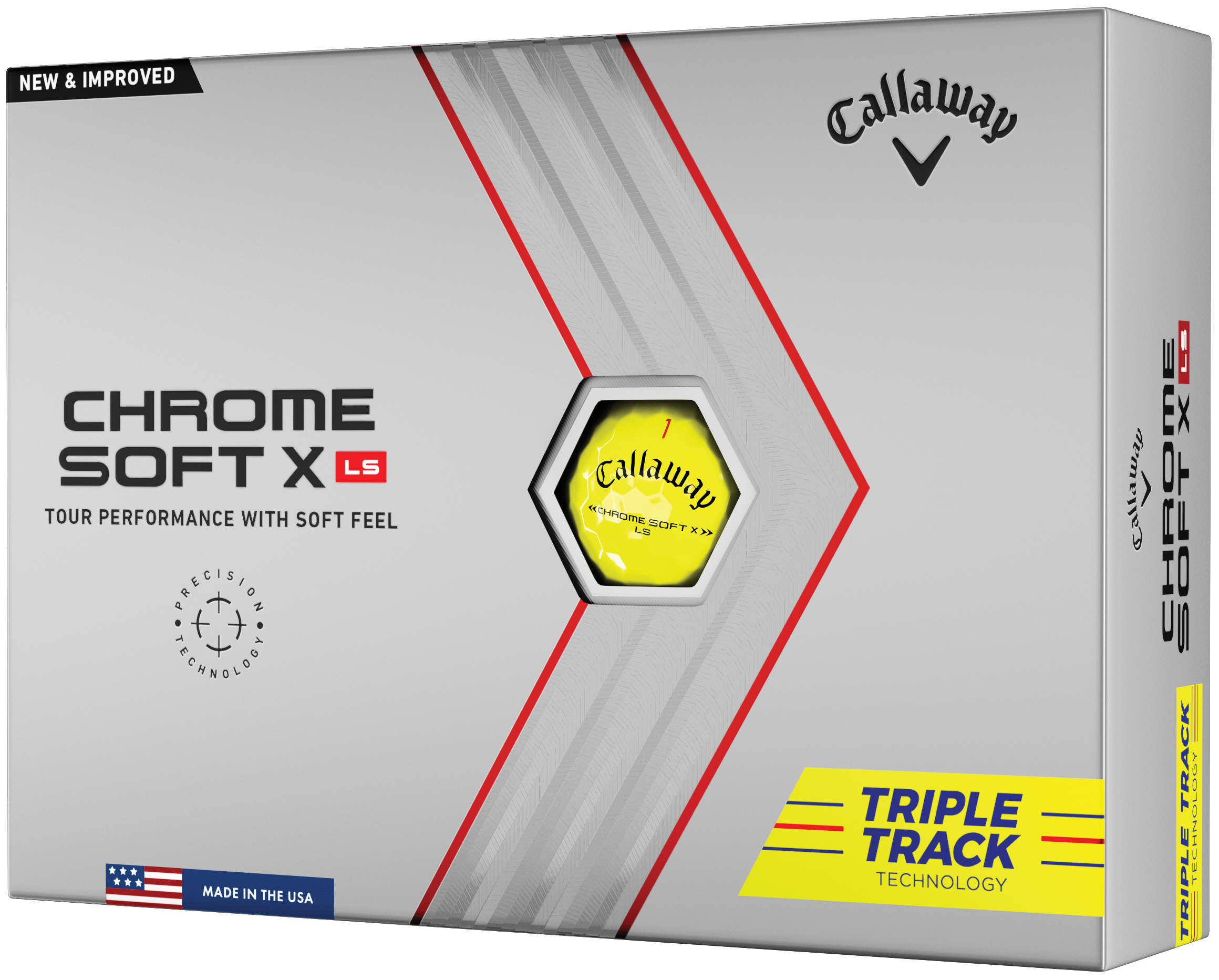 Callaway Chrome Soft X LS Triple Track Golfbälle, yellow